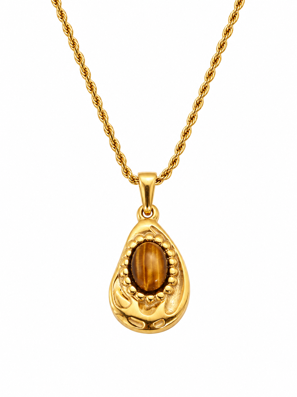 Golden Tiger Eye Teardrop Necklace
