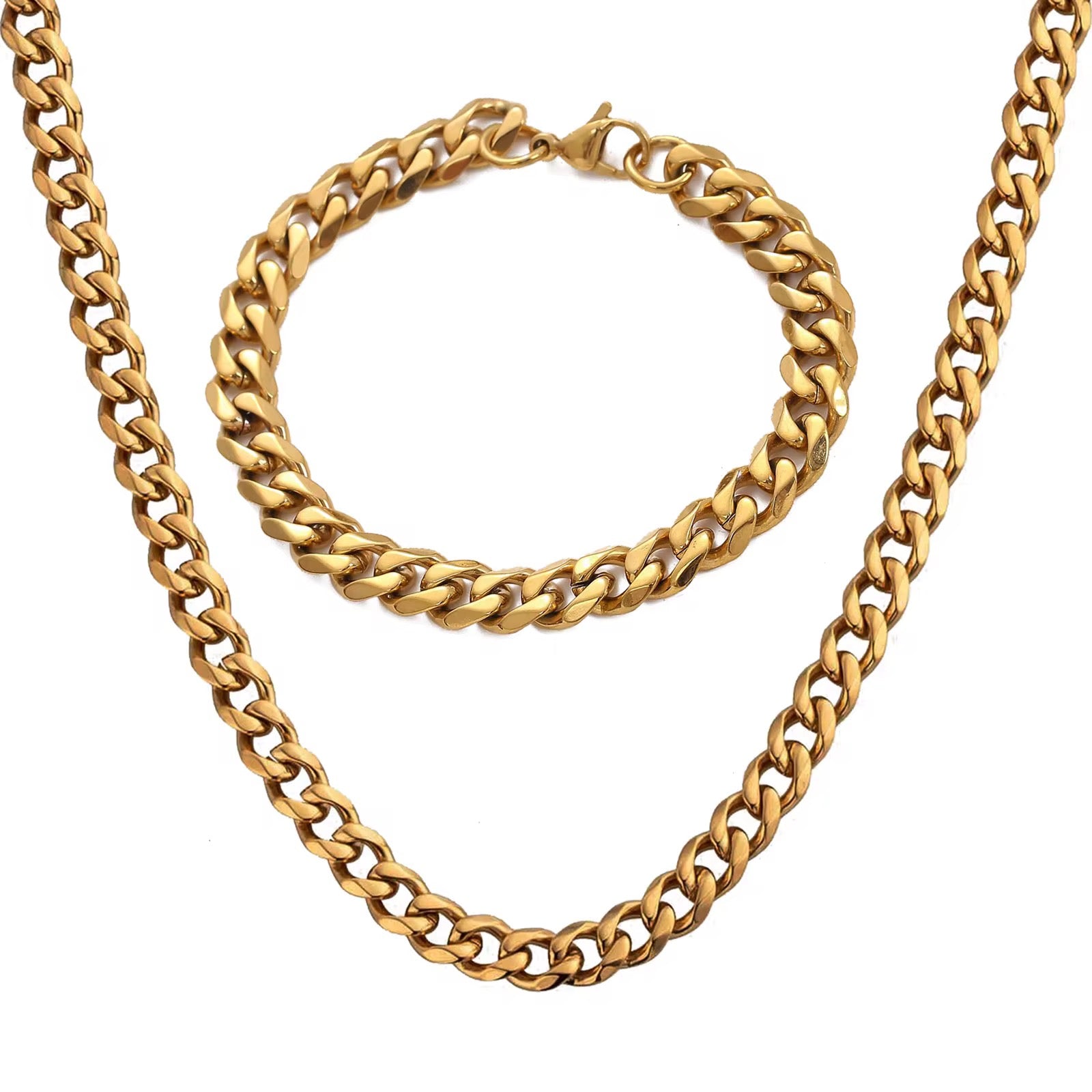 Curb 5mm Necklace and Bracelet Set