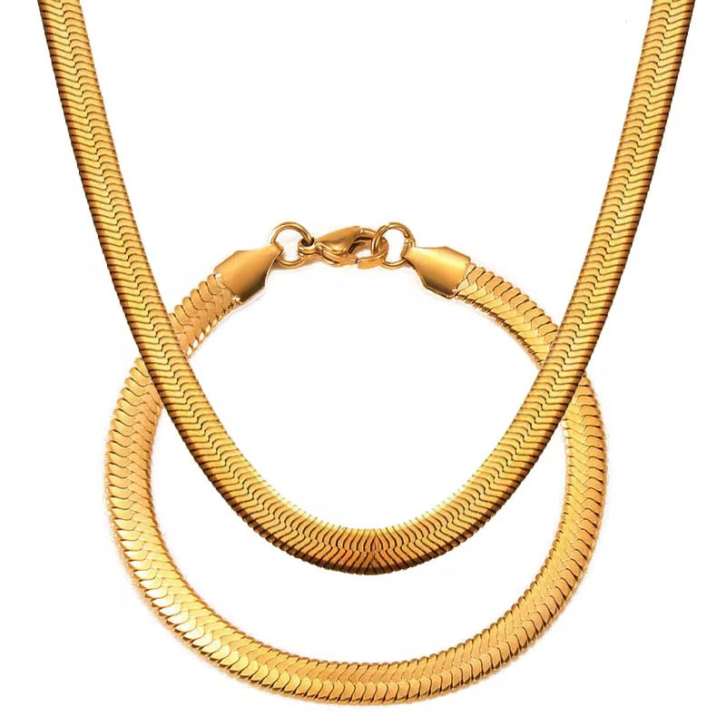 Herringbone 5mm Necklace and Bracelet Set